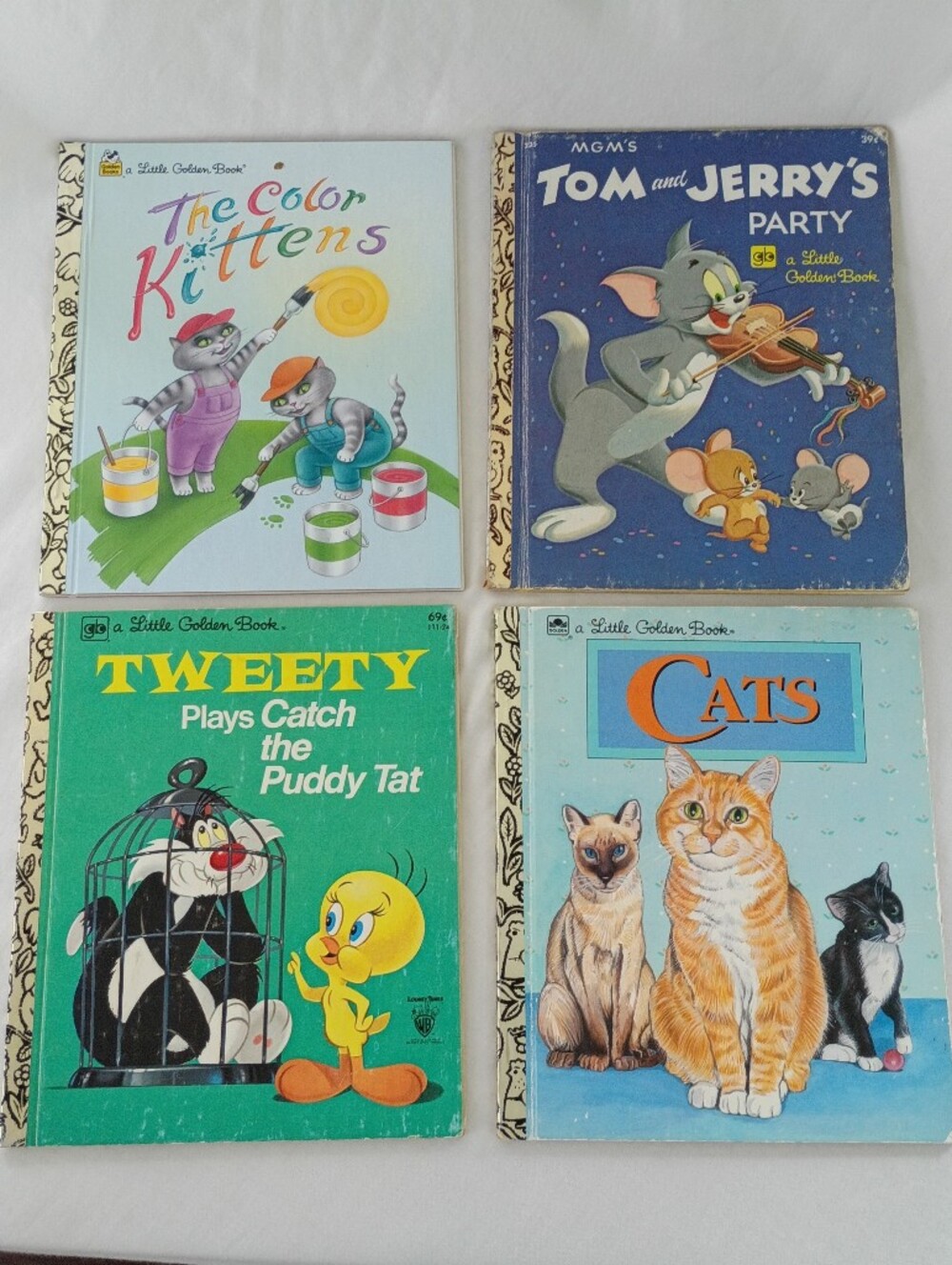 Little Golden Book Cat Bundle - Tom & Jerry Color Kittens 4 Vintage Kids Books